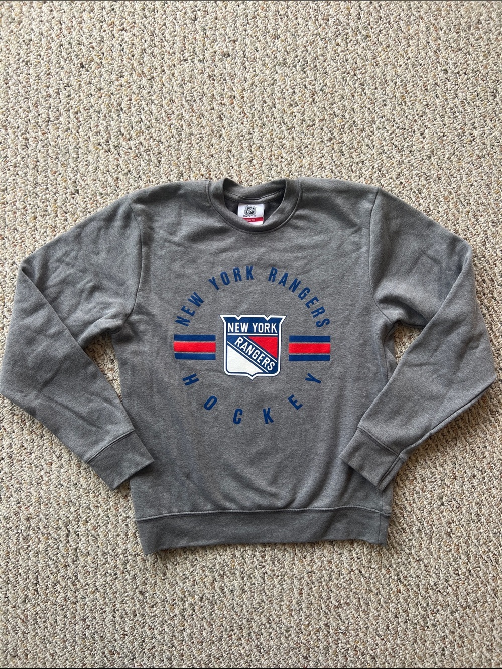 New York Rangers Gray Hockey Crewneck Sweatshirt